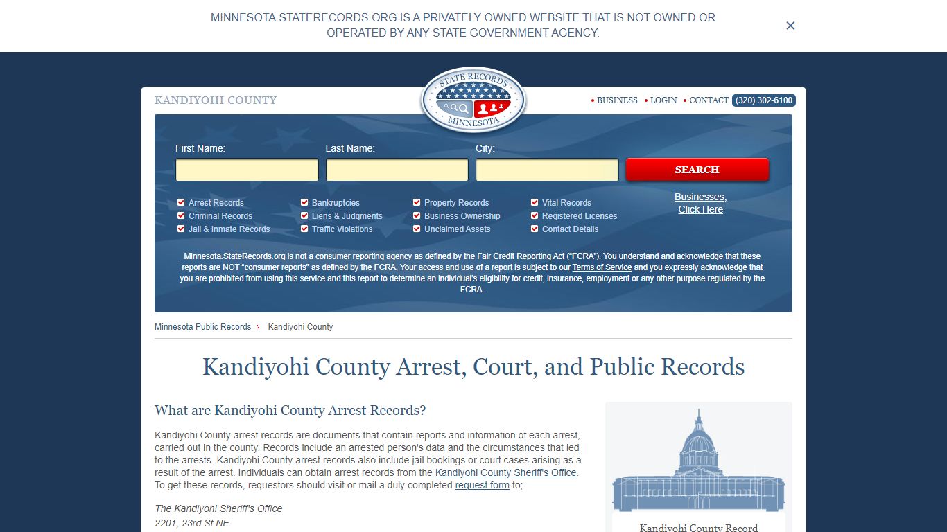 Kandiyohi County Arrest, Court, and Public Records