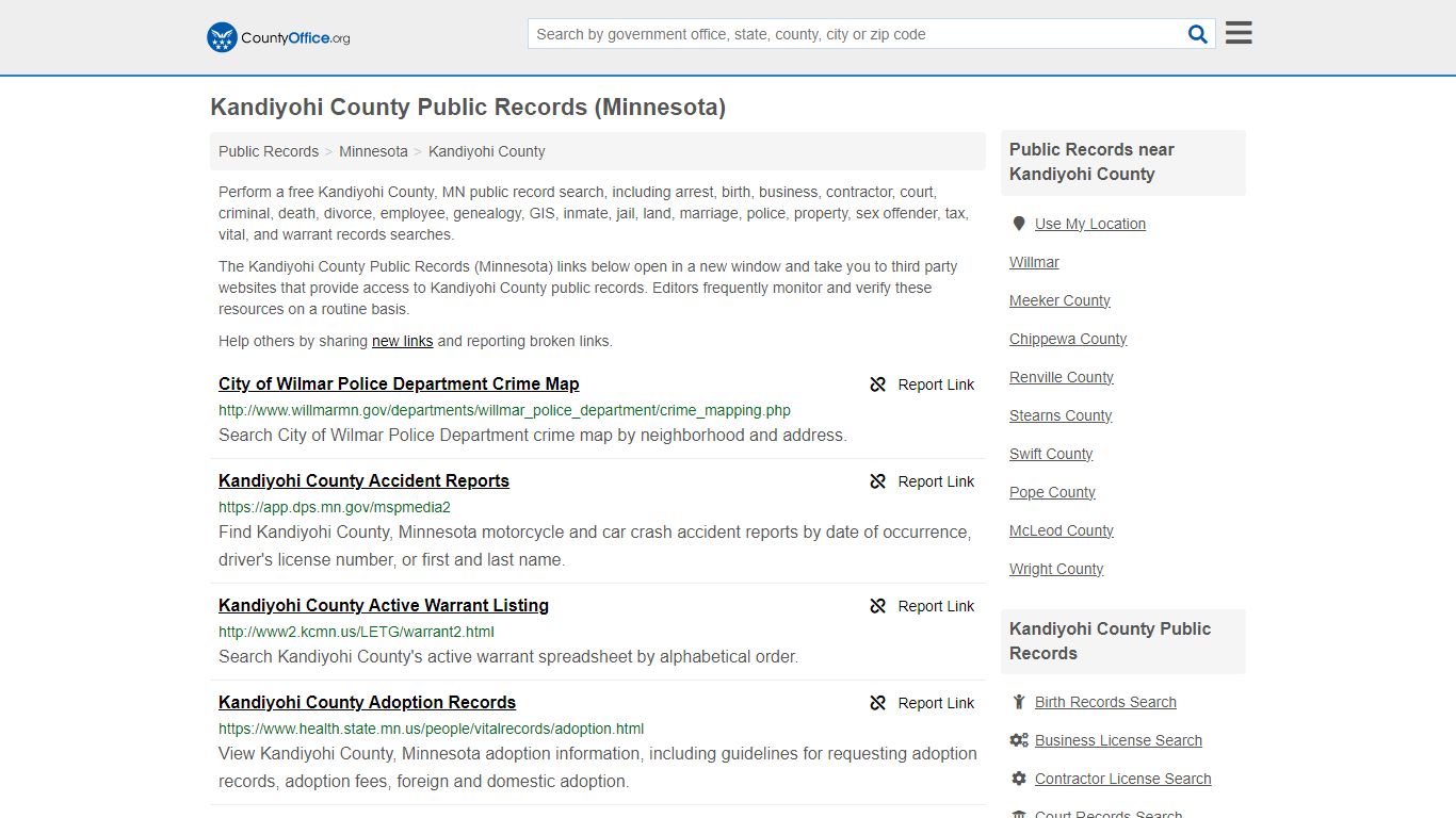 Public Records - Kandiyohi County, MN (Business, Criminal, GIS ...