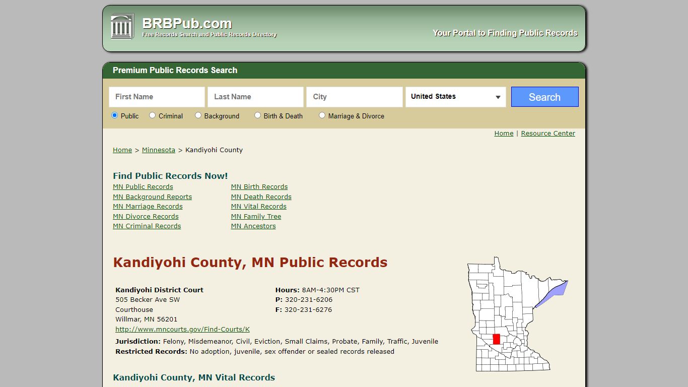 Kandiyohi County Public Records | Search Minnesota Government Databases